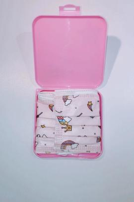 Pack porta mascarilla rosa + 2 mascarillas infantil