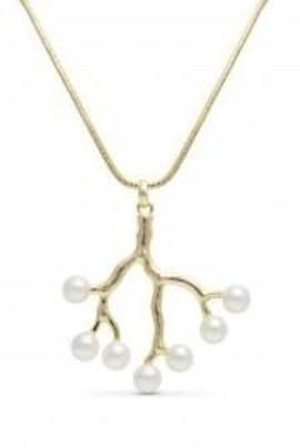 Collar LUXENTER Sethoe dorado largo corales con perlas