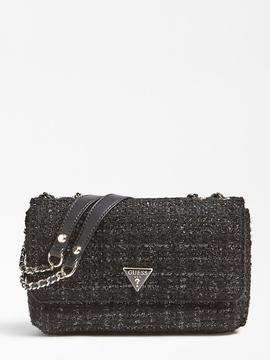 Bolso GUESS Cessily Tweed  negro