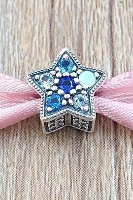 Charm PANDORA plata estrella circonitas azules