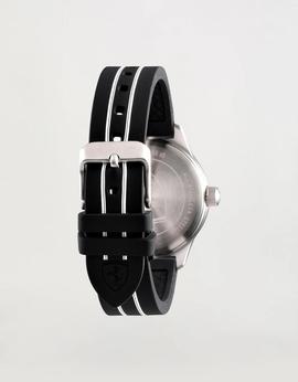 Reloj FERRARI analogico caucho negro y blanco caja acero