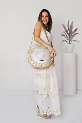 Kaftan DON ALGODON largo blanco crochet