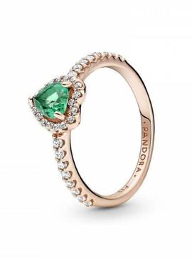 Anillo PANDORA corazón brillante elevado verde