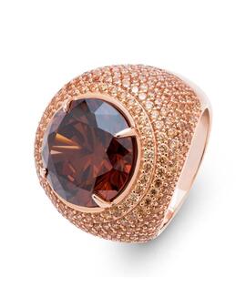 Luxenter anillo rosa circonitas c/piedra marron