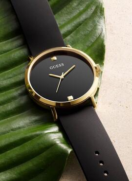 Reloj GUESS Supernova dorado correa caucho negra
