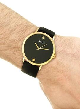 Reloj GUESS Supernova dorado correa caucho negra