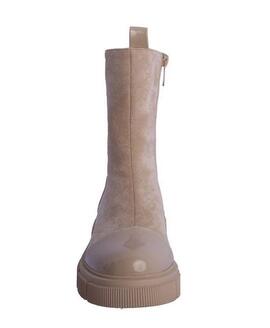 Botin AMICHI beige serraje detalles charol