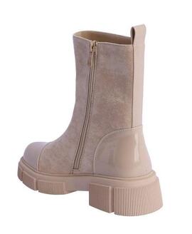 Botin AMICHI beige serraje detalles charol