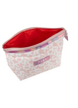 Neceser DKNY acolchado rosa letras logo