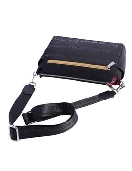 Bandolera AMICHI negra rigida cremallera amarilla