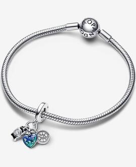 Charm PANDORA Colgante Triple Cámara, Corazón y Brújula