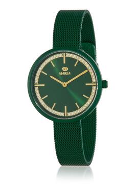 Reloj MAREA  milanesa verde bisel circonitas