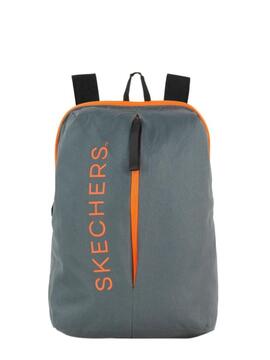 Mochila SKECHERS gris con logo naranja