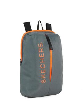 Mochila SKECHERS gris con logo naranja