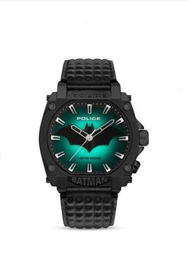 Reloj POLICE correa piel negro esfera negra batman