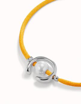 Pulsera UNO DE 50 cordon naranja perla