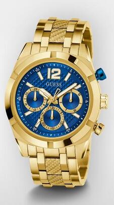 Reloj GUESS dorado bisel azul