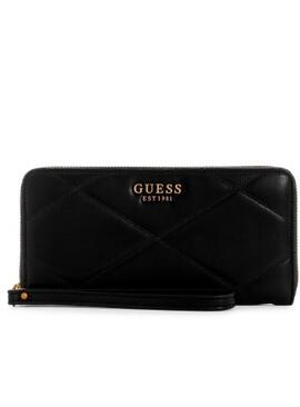 Cartera GUESS piel negra acolchada cremallera