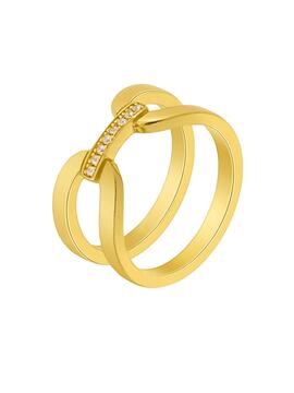 Anillo MAREA dorado con tira circonitas