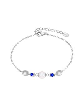 Pulsera MAREA plata perla piedra azul