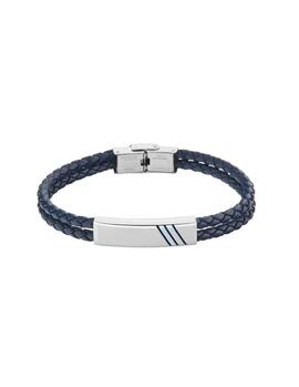 Pulsera MAREA cuero 2 tiras trenzadas azul