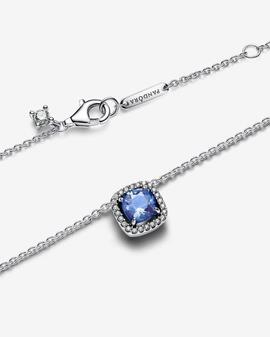 Collar PANDORA Halo Azul Cuadrado Brillante