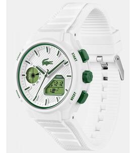 Reloj LACOSTE silicona blanco agujas logo verde