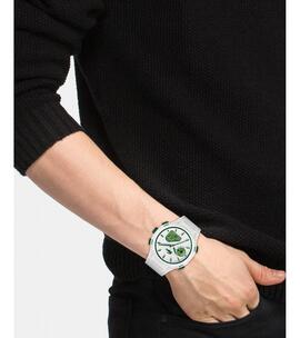 Reloj LACOSTE silicona blanco agujas logo verde