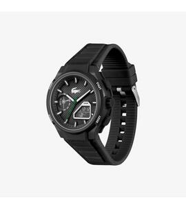 Reloj LACOSTE silicona negro agujas logo blanco