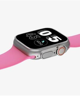 Smartwatch RADIANT cuadrado acero caucho fucsia