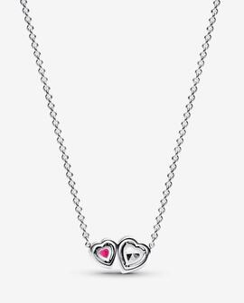 Collar PANDORA plata Halo Corazones bicolor