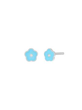 Pendiente MAREA plata flor esmalte azul cielo