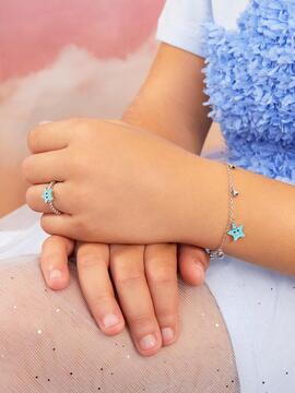 Pulsera MAREA plata estrella esmalte azul y chaton