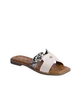 Sandalia AMICHI Slip plana estampado serpiente