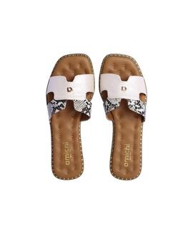 Sandalia AMICHI Slip plana estampado serpiente