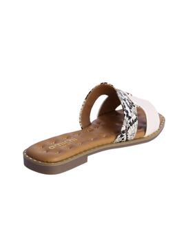Sandalia AMICHI Slip plana estampado serpiente