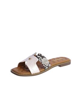Sandalia AMICHI Slip plana estampado serpiente