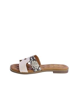 Sandalia AMICHI Slip plana estampado serpiente