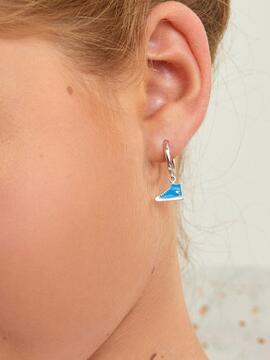 Aros MAREA plata mini converse azul