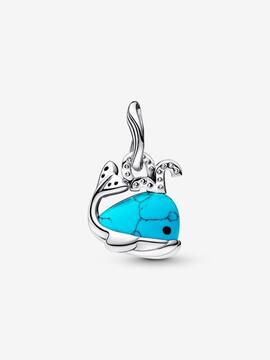 Charm PANDORA colgar plata ballena turquesa
