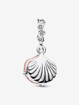 Charm PANDORA colgar plata doble concha coral