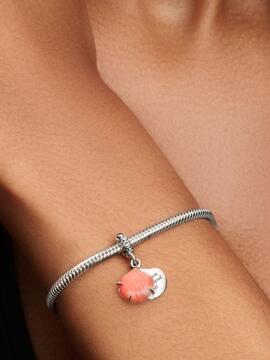 Charm PANDORA colgar plata doble concha coral