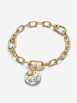 Medallon PANDORA sol y luna plata y dorado