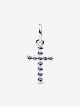 Colgante PANDORA plata cruz circonitas azules