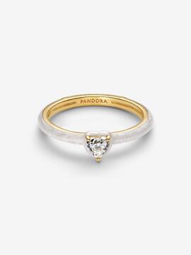Anillo PANDORA corazon chakra blanco