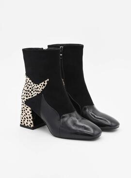 Botin AZAREY negro tacon blanco con manchas