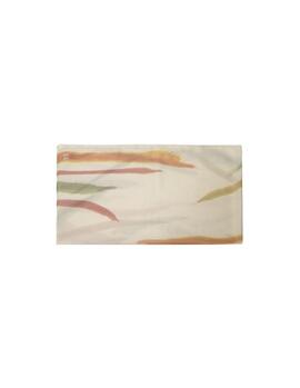 Pañueleta DON ALGODON beig tiras verdes y rosas