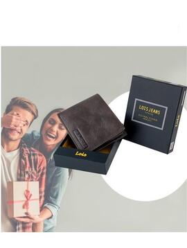 Cartera LOIS Kodiak marron chocolate piel logo esquina