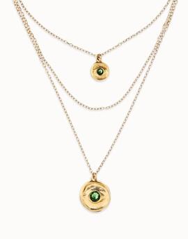 Collar UNO DE 50  dorado varias hebras con un ojo