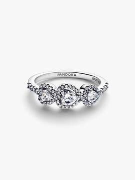 Anillo PANDORA Trilogía de Corazones y Halo